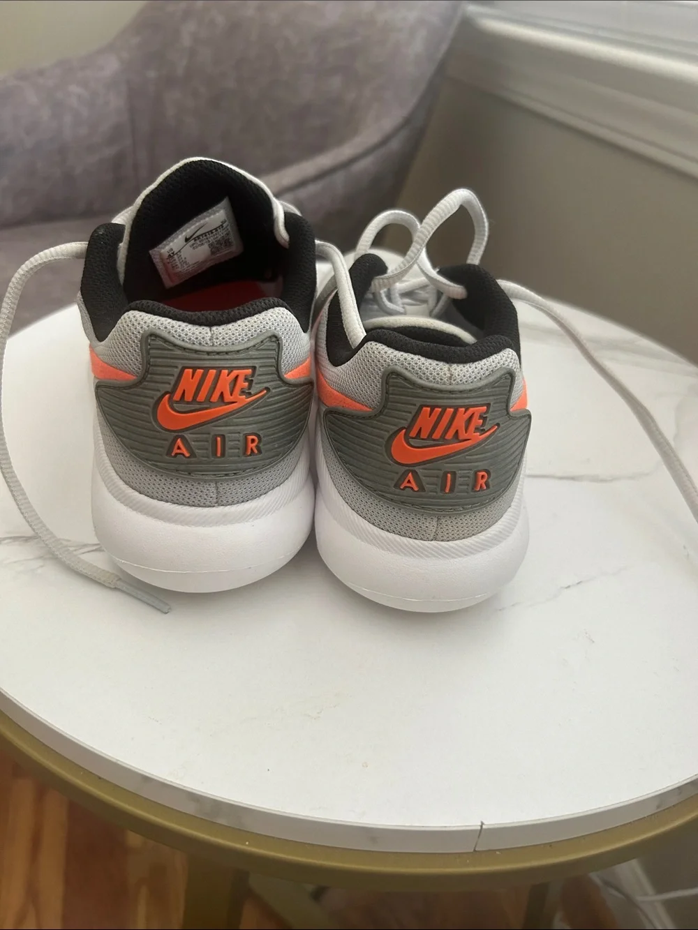 Nike Air Kids Grey Sneakers with Orange Swoosh